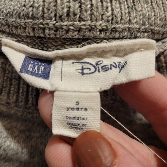 Disney Baby Gap Boys Size 5 Small Mickey Mouse Varsity Sweater Kids Grey Black - Picture 5 of 6